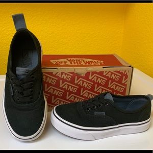 black Vans with elastic no-tie shoelaces (size 13)